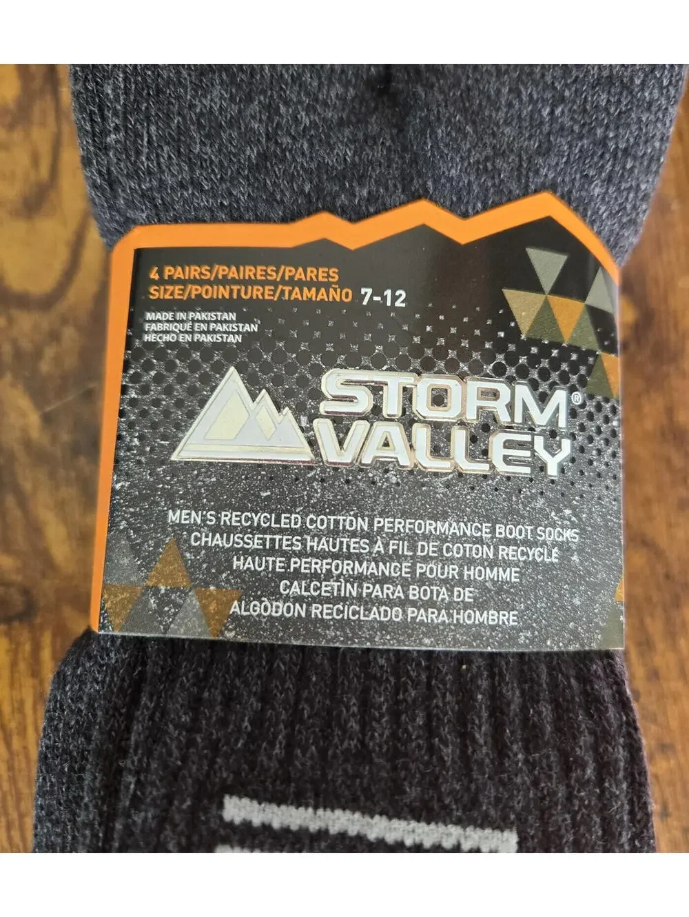 Storm Valley Recycled Cotton Performance Boot Socks Mens 7-12 4 Pairs New